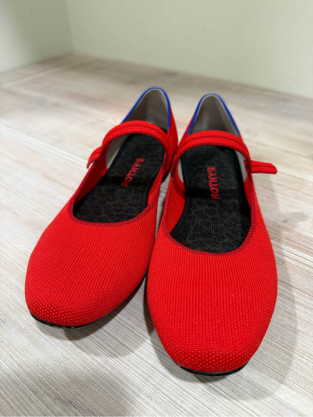 Rothy's Red Knit Mary Jane Flats with Strap